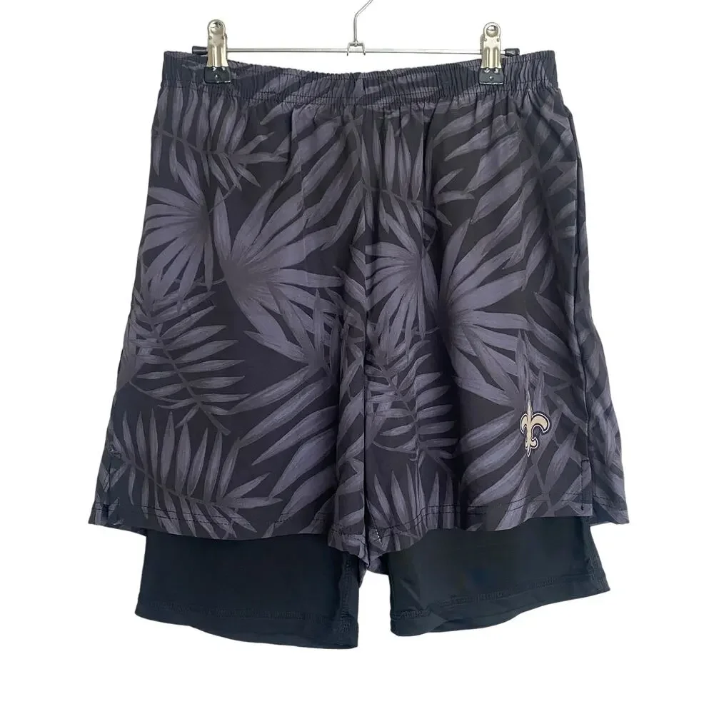 New Orleans Saints Floral Black Liner Shorts Size Large  NWT - Picture 2 of 9